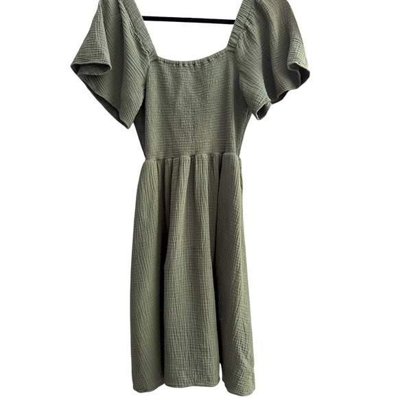 Madewell Lightspun Lucie Smocked Tie-Back Mini Dress NF918 green Sage - Picture 5 of 8